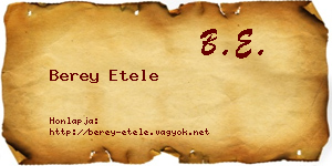 Berey Etele névjegykártya